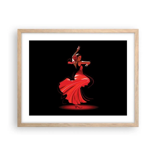 Pôster com moldura de carvalho claro - O espírito ardente do flamenco - 50x40 cm