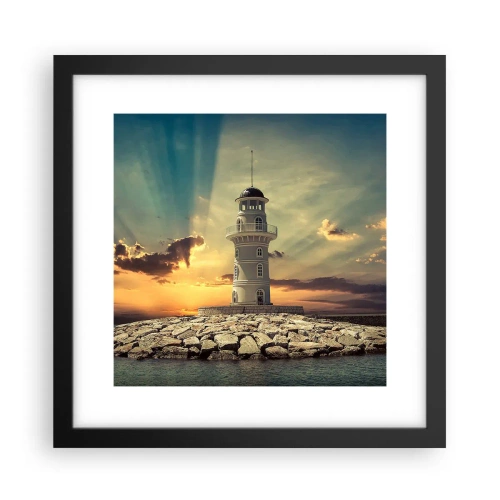 Pôster com moldura preta - Luz - Bondade - Beleza - 30x30 cm