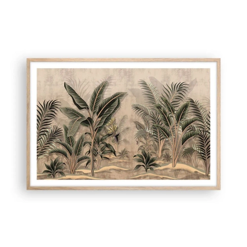 Pôster com moldura de carvalho claro - Gravura em estilo colonial - 91x61 cm