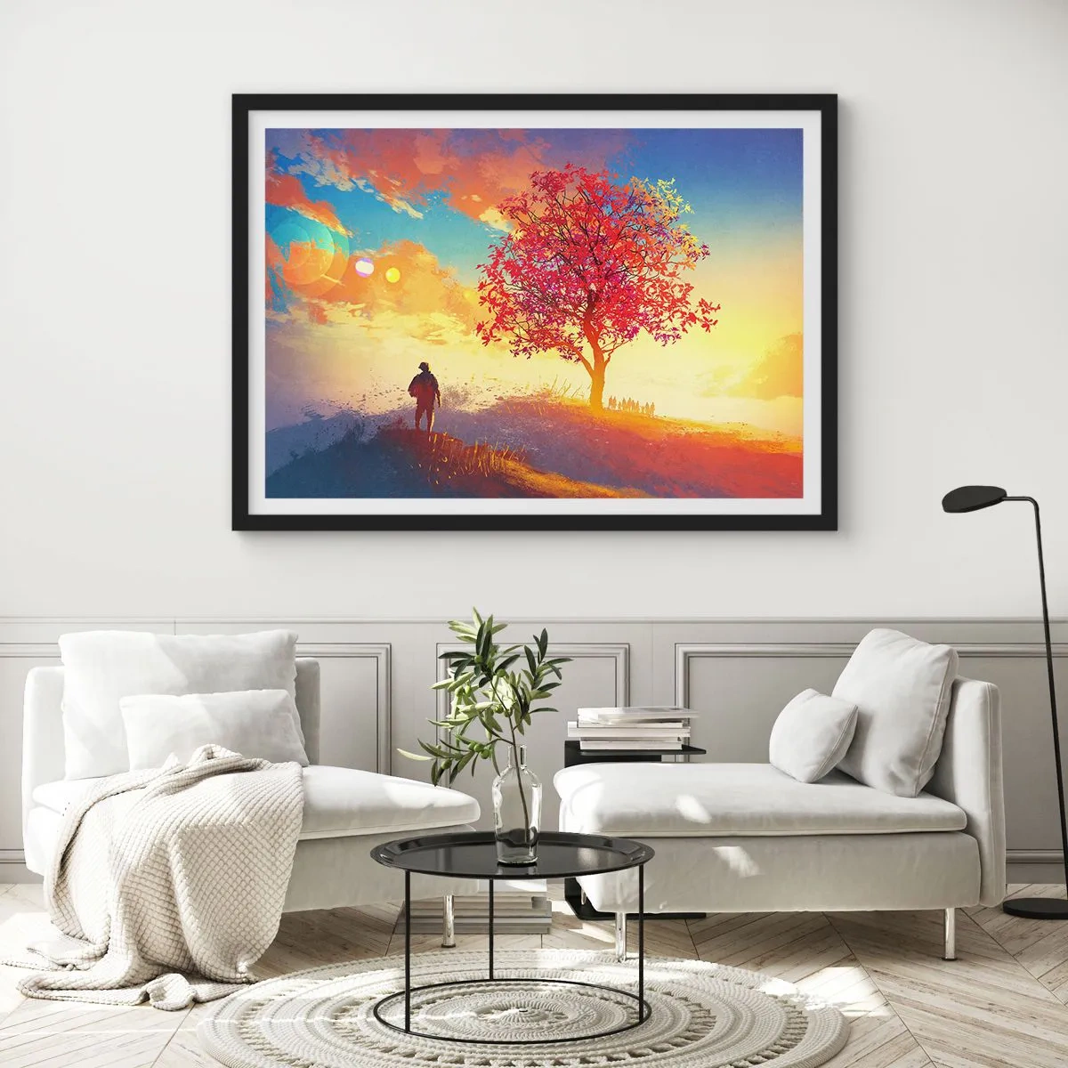 Pôster com moldura preta - O peregrino no seu destino - 100x70 cm