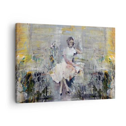 Quadro em tela - Retrato artístico de uma mulher em tons pastel - 70x50cm - Clássica e moderna - Decoração de parede moderna para a sala de estar e quarto ARTTOR