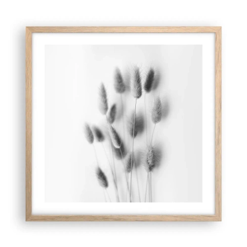 Pôster com moldura de carvalho claro - Grama fofa - 50x50 cm