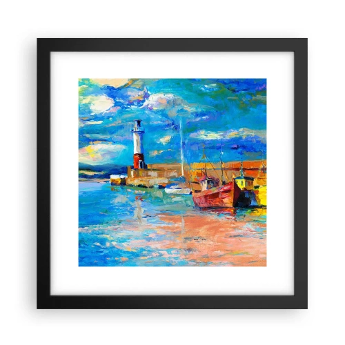 Pôster com moldura preta - Tarde na baía do arco-íris - 30x30 cm