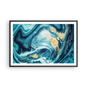 Pôster com moldura preta - Redemoinho azul - 91x61 cm