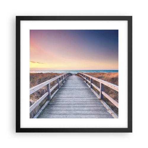 Pôster com moldura preta - Aurora da noite do Báltico - 40x40 cm
