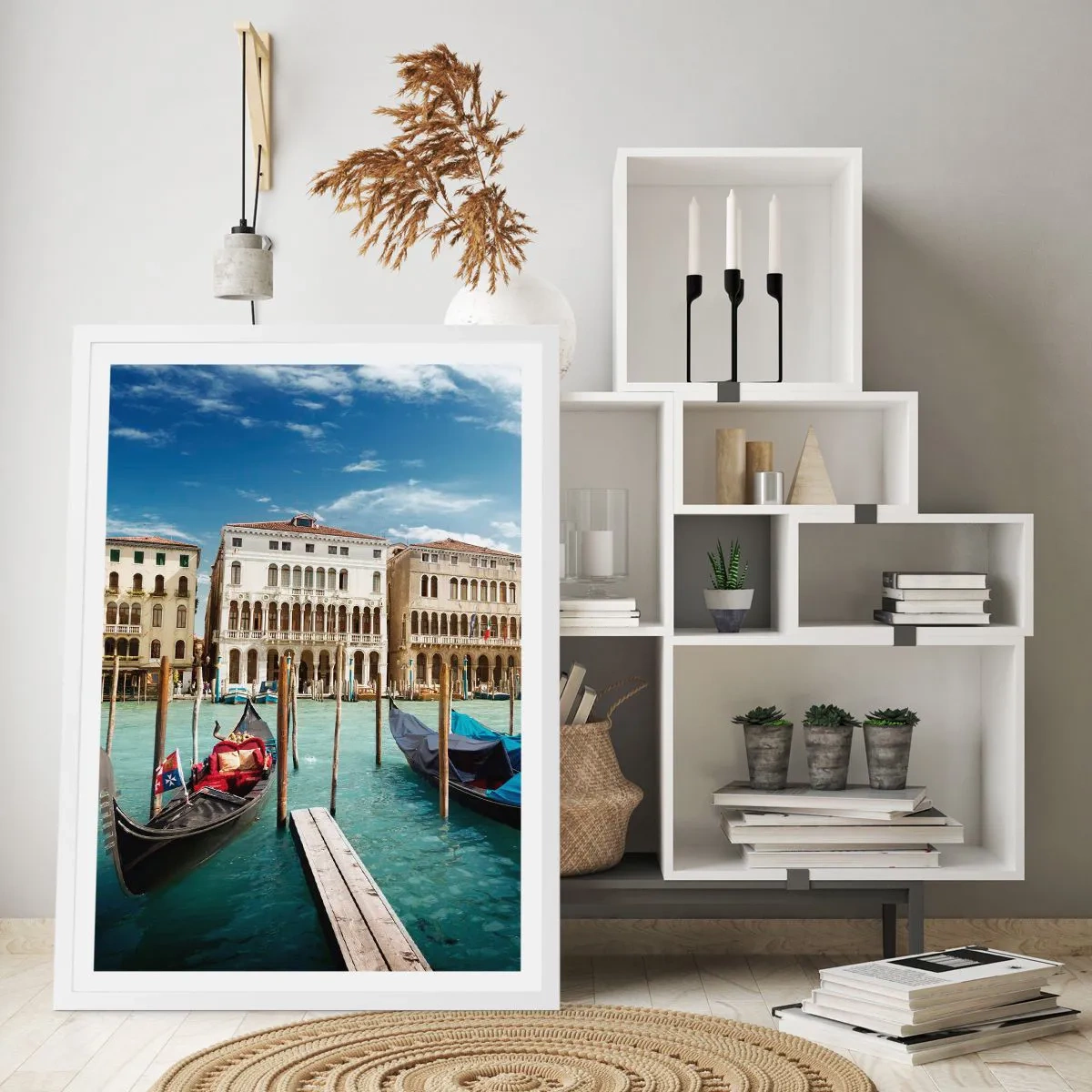 Pôster em moldura branca - Palácios em azul - 70x100 cm