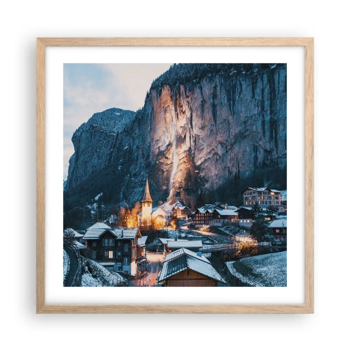 Pôster com moldura de carvalho claro - O espírito luminoso do inverno - 50x50 cm