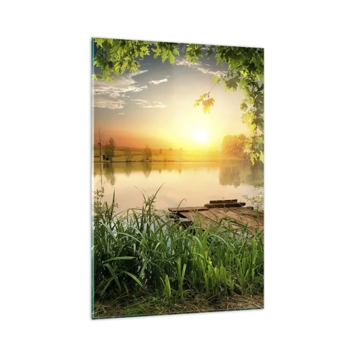 Quadro em vidro - Paisagem em uma moldura verde - 80x120 cm