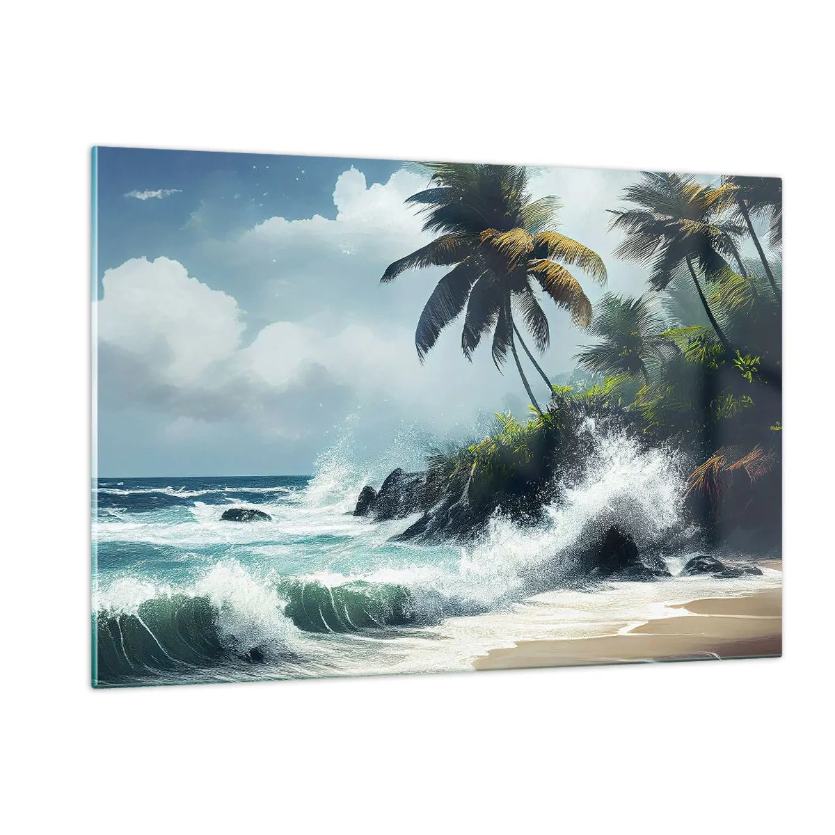 Quadro em vidro - Em uma costa tropical - 120x80 cm