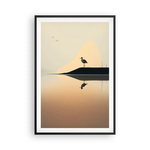 Pôster com moldura preta - Senhor no lago - 61x91 cm
