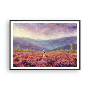 Pôster com moldura preta - No mundo da lavanda - 100x70 cm