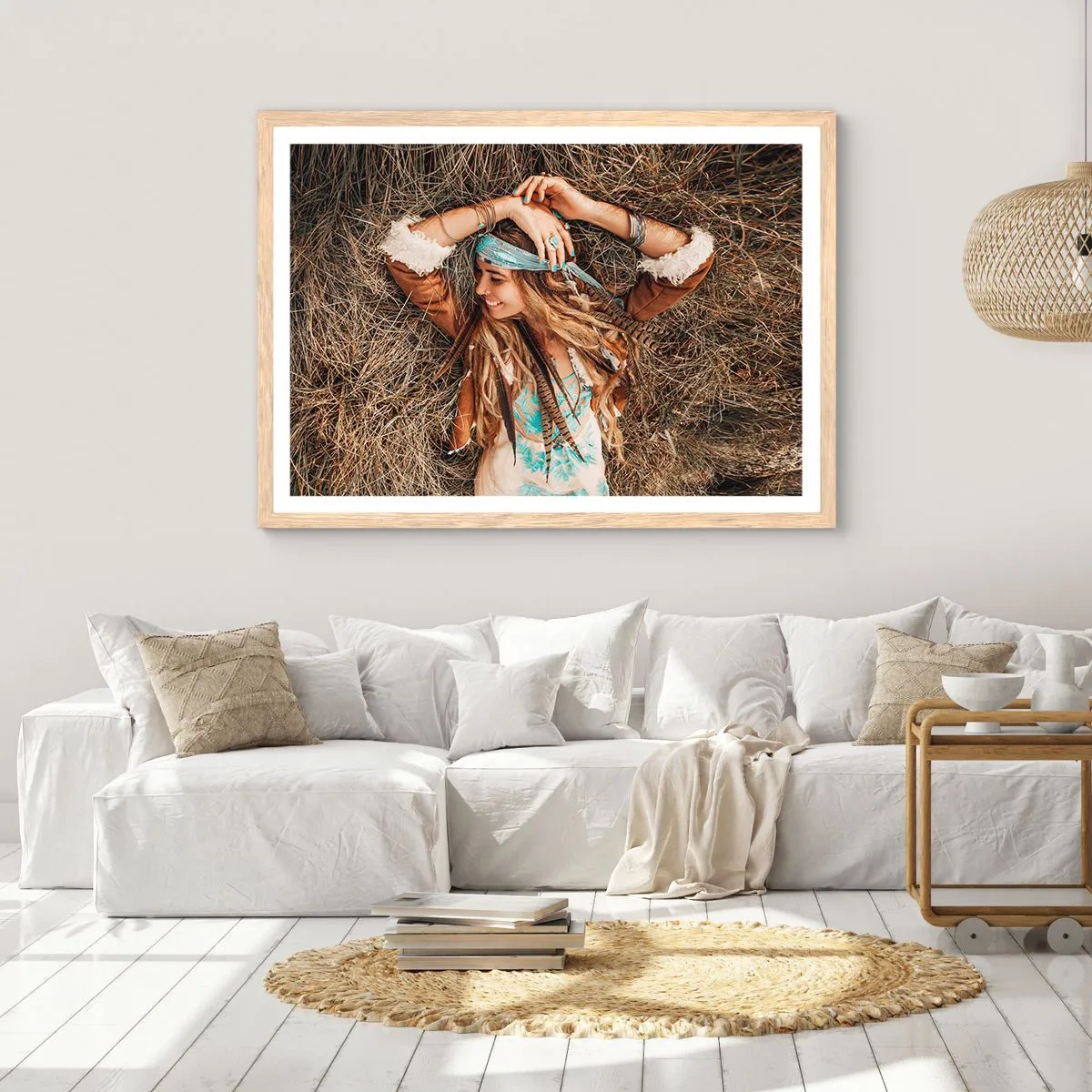 Pôster com moldura de carvalho claro - A caminho do verão do amor - 40x30 cm