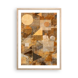 Pôster com moldura de carvalho claro - Estudo Cubista em Bronze - 50x70 cm