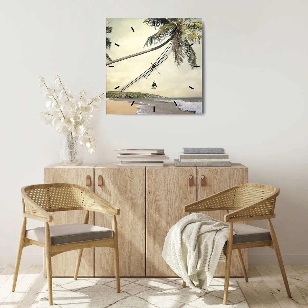 Relógio de parede - Relógio em vidro - Sonho tropical - 30x30 cm