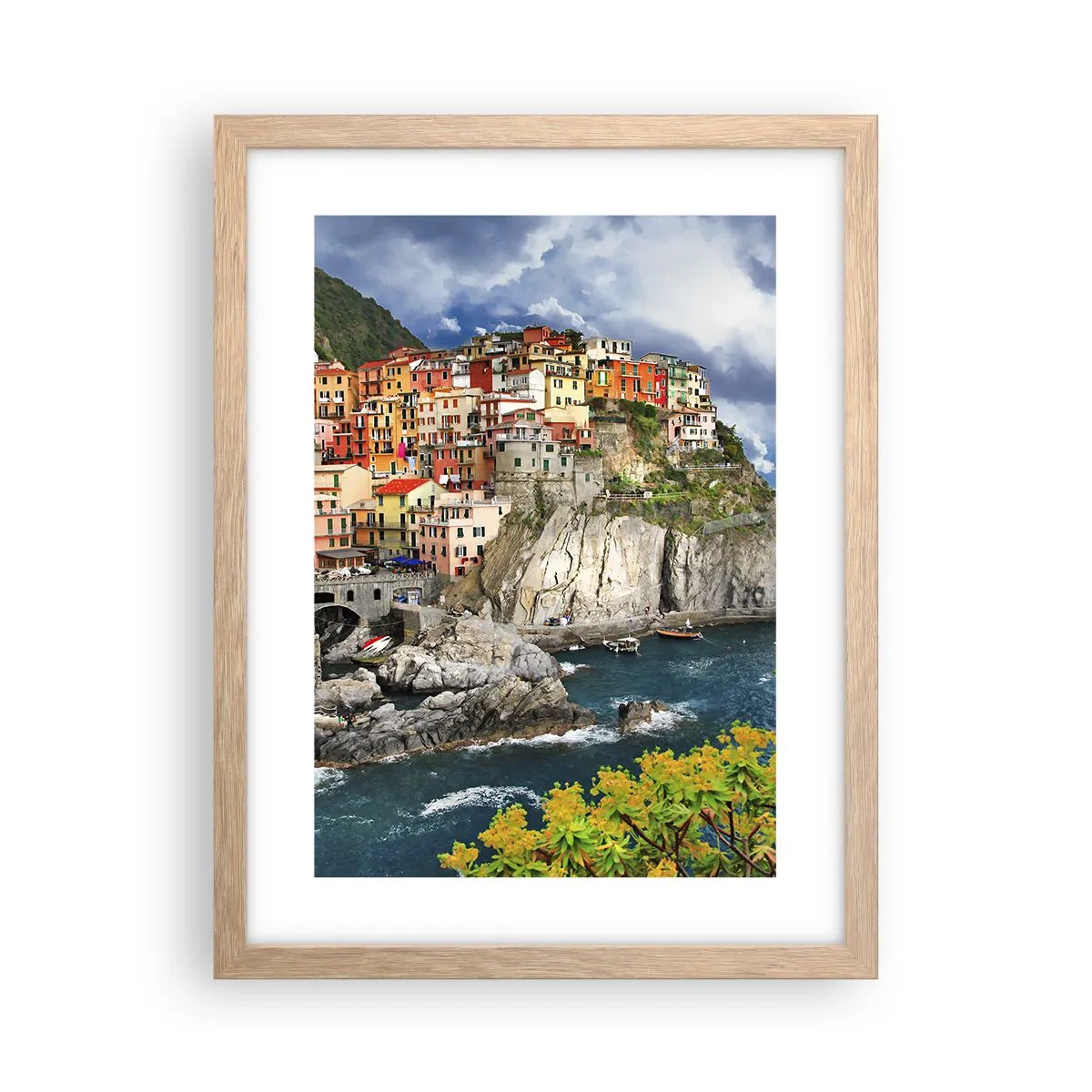 Pôster com moldura de carvalho claro - Um aglomerado nas rochas - 30x40 cm