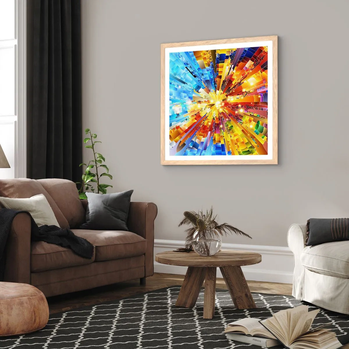 Pôster com moldura de carvalho claro - In medias res - 40x40 cm