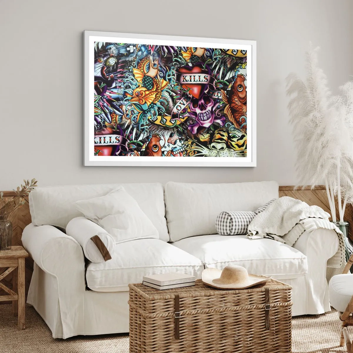 Pôster em moldura branca - O sonho do tatuador - 70x50 cm