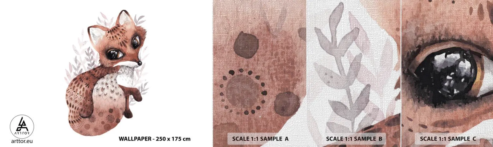 Amostra de papel de parede Premium Canvas - Como não amar - Para crianças, Raposa, Conto de fadas - 100x30 cm