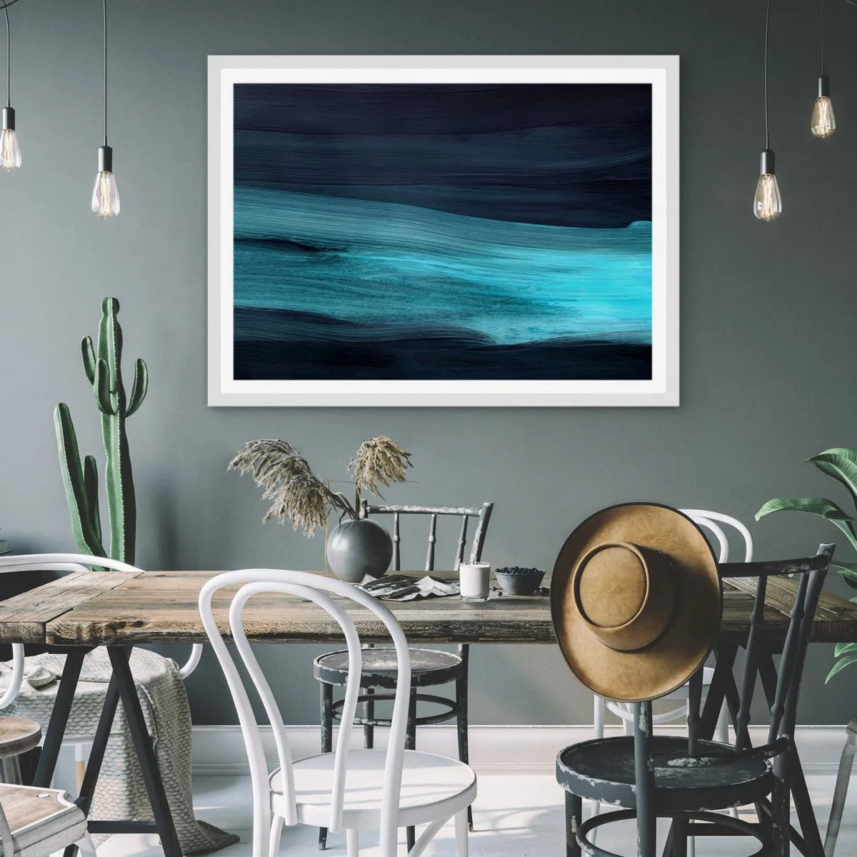 Pôster em moldura branca - Vá com o fluxo - 91x61 cm