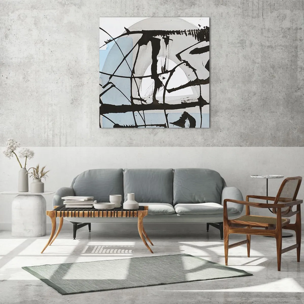 Quadro em vidro - Azul mesmo assim - 50x50 cm