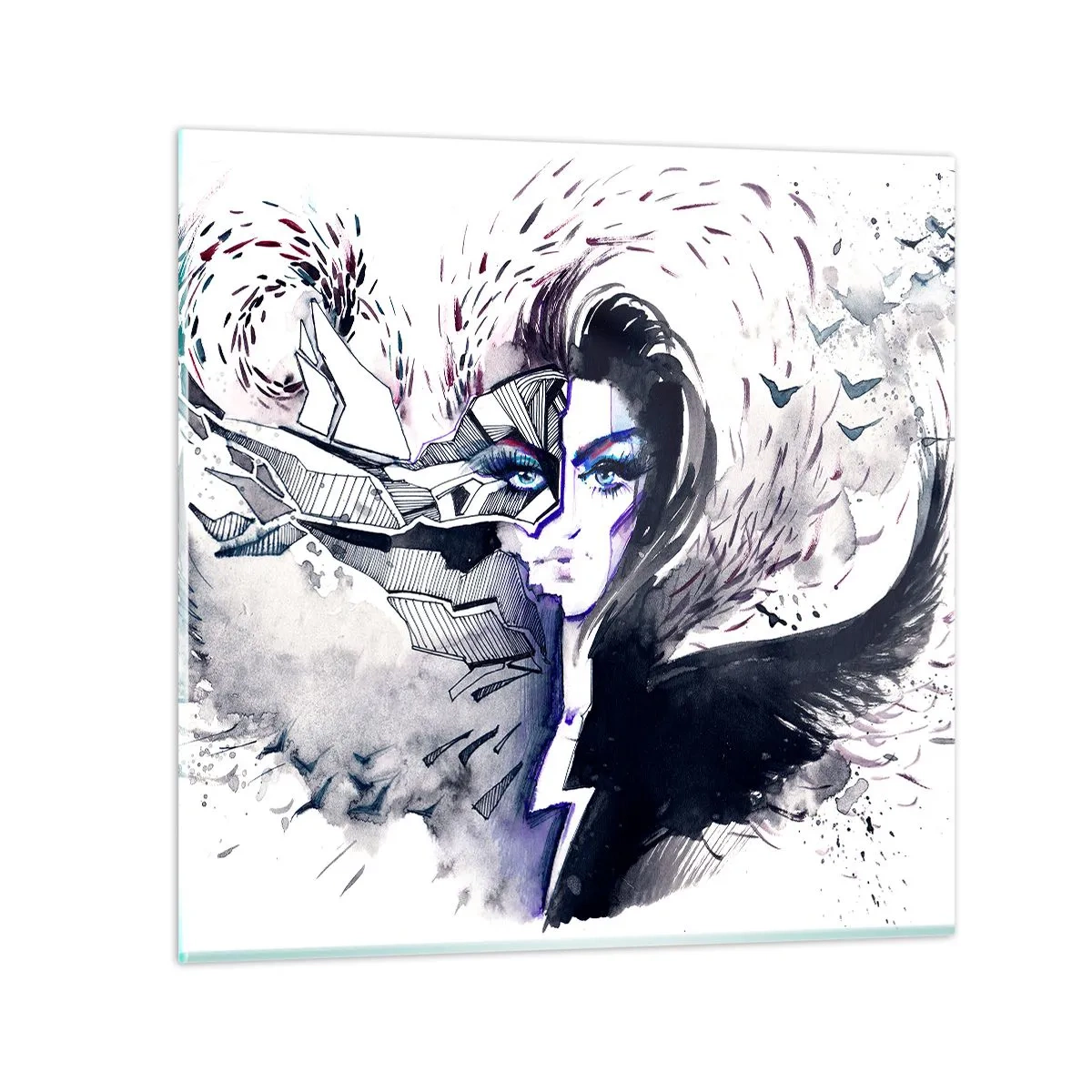 Quadro em vidro - Demoníaca e linda - 60x60 cm