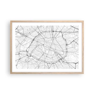 Pôster com moldura de carvalho claro - Flor de Paris - 70x50 cm