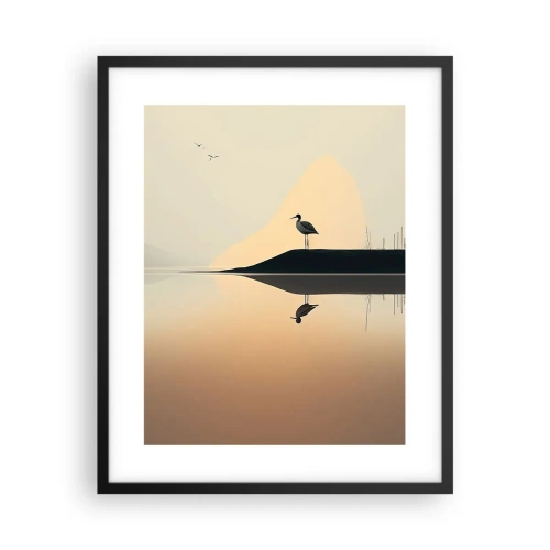 Pôster com moldura preta - Senhor no lago - 40x50 cm