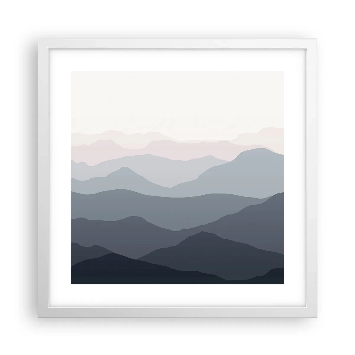 Pôster em moldura branca - Ondas de montanha - 40x40 cm