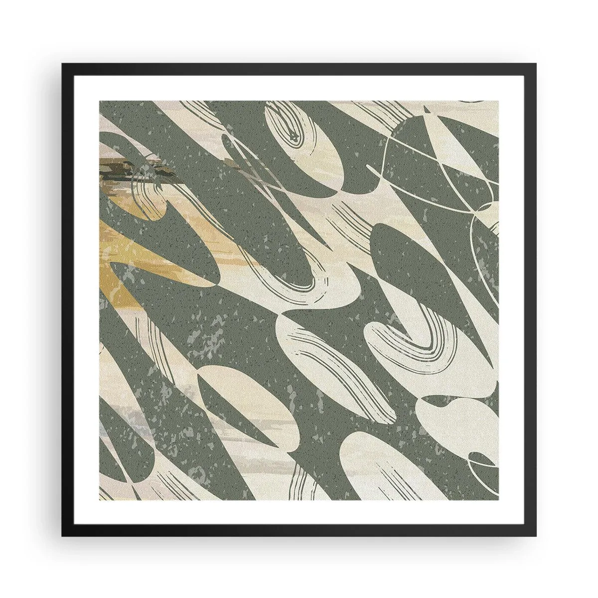 Pôster com moldura preta - Abstração rítmica - 60x60 cm