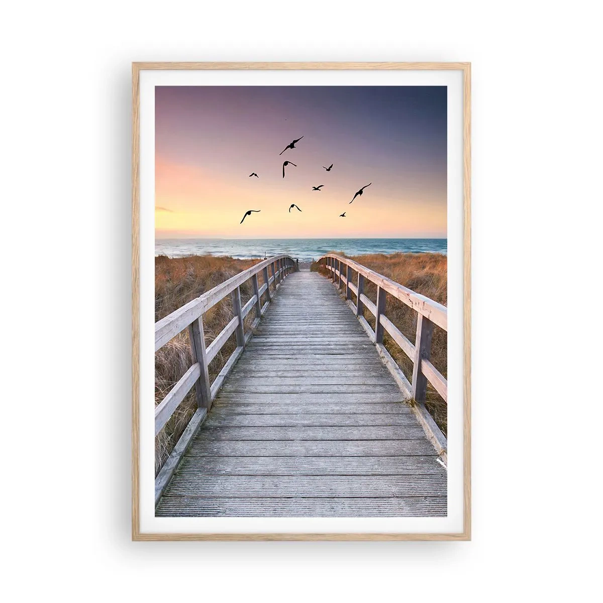 Pôster com moldura de carvalho claro - O espaço das alturas - 70x100 cm