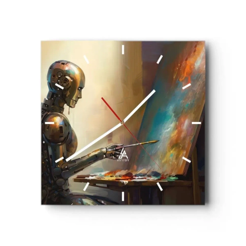 Relógio de parede - Relógio em vidro - A arte do futuro - 40x40 cm