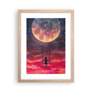Pôster com moldura de carvalho claro - Balanço nas nuvens - 30x40 cm