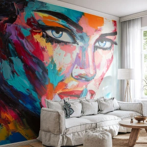 Papel de Parede Premium Sand - O nosso primeiro segredo - Retrato de uma mulher, Face, Pedaço - 150x105 cm