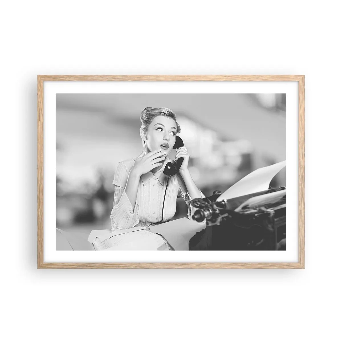 Pôster com moldura de carvalho claro - Olá, estes são os anos 50. - 70x50 cm