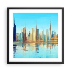 Pôster com moldura preta - Uma metrópole ensolarada - 50x50 cm