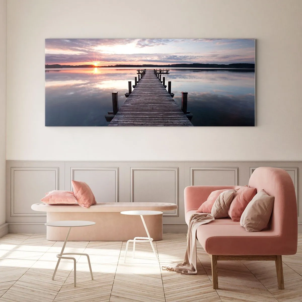 Quadro em vidro - A tranquila fronteira do dia e da noite - 90x30 cm