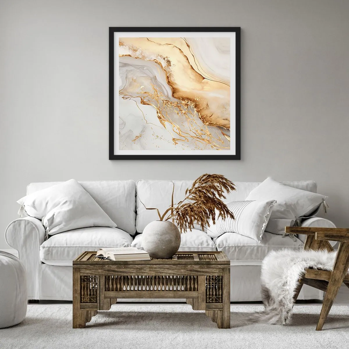 Pôster com moldura preta - Abstração: beleza e bondade - 60x60 cm