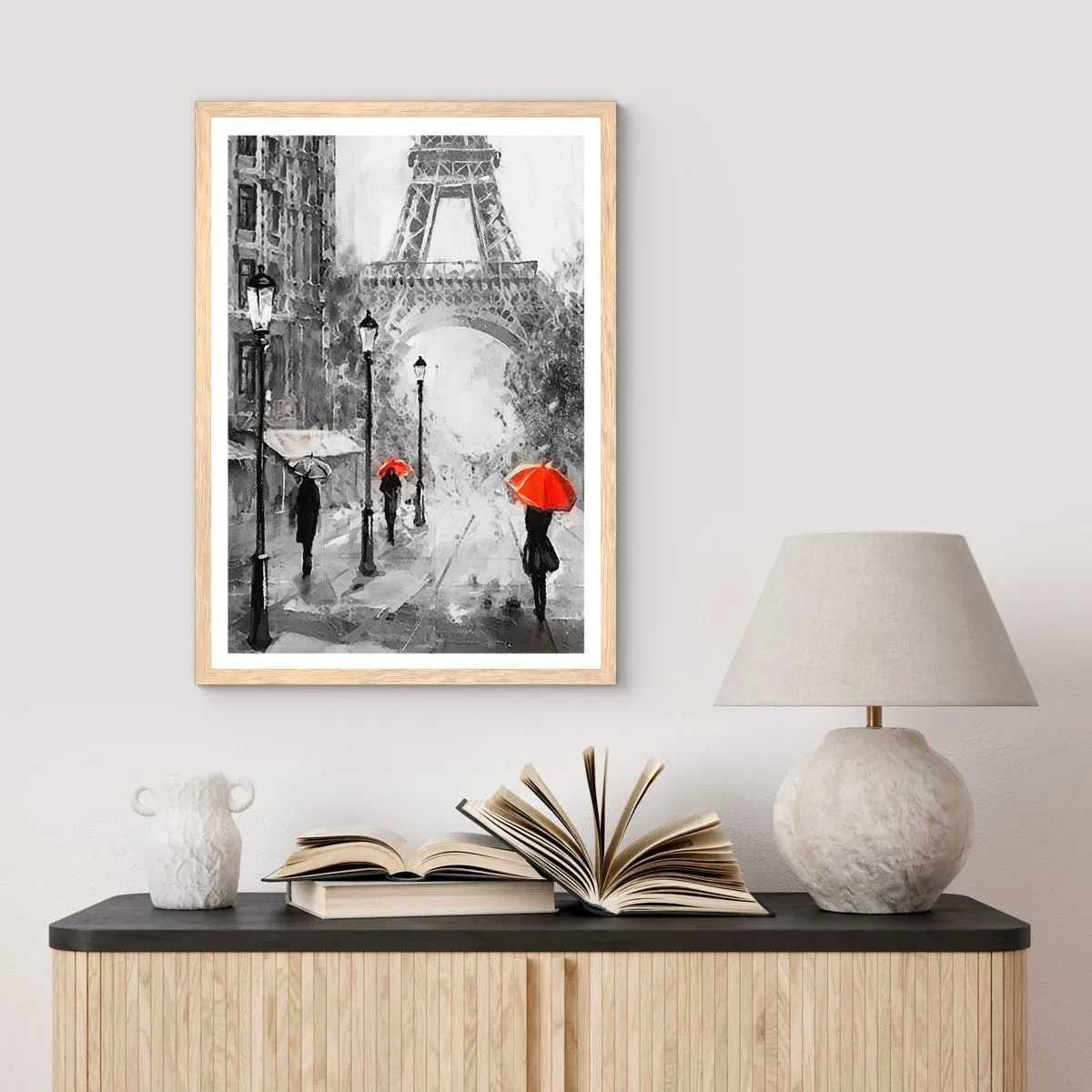 Pôster com moldura de carvalho claro - Todos os caminhos levam a ela - 30x40 cm