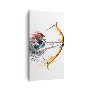 Quadro em tela - Guerreiro mítico com um arco de fogo - 55x100 cm