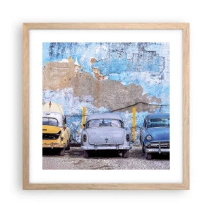 Pôster com moldura de carvalho claro - Encontro de Veteranos - 40x40 cm