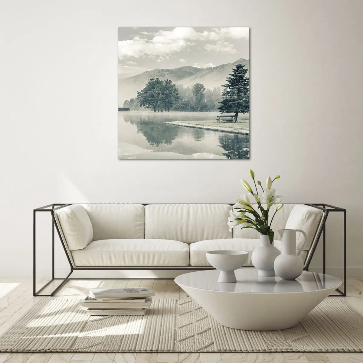 Quadro em vidro - O lago ainda está a dormir - 40x40 cm