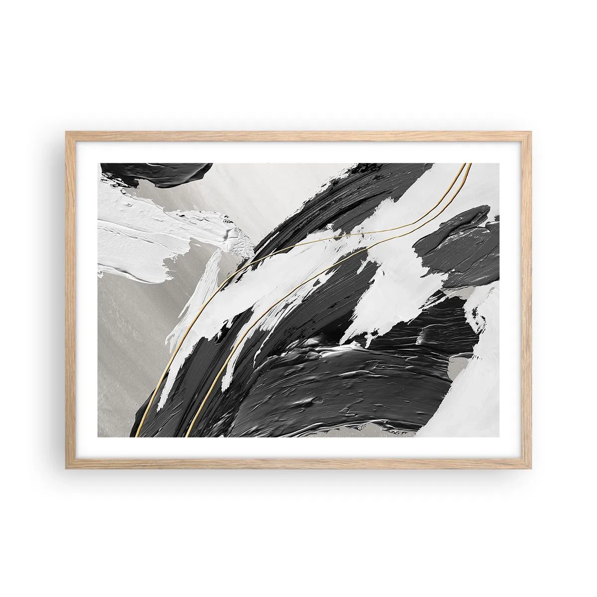 Pôster com moldura de carvalho claro - Abstração em grande escala - 70x50 cm