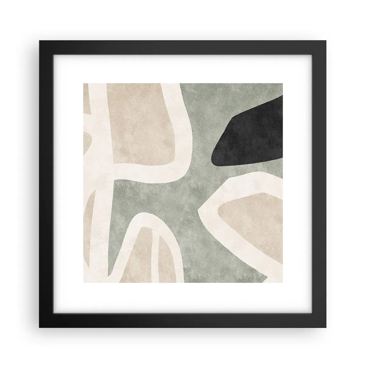 Pôster com moldura preta - Composição com motivo preto - 30x30 cm