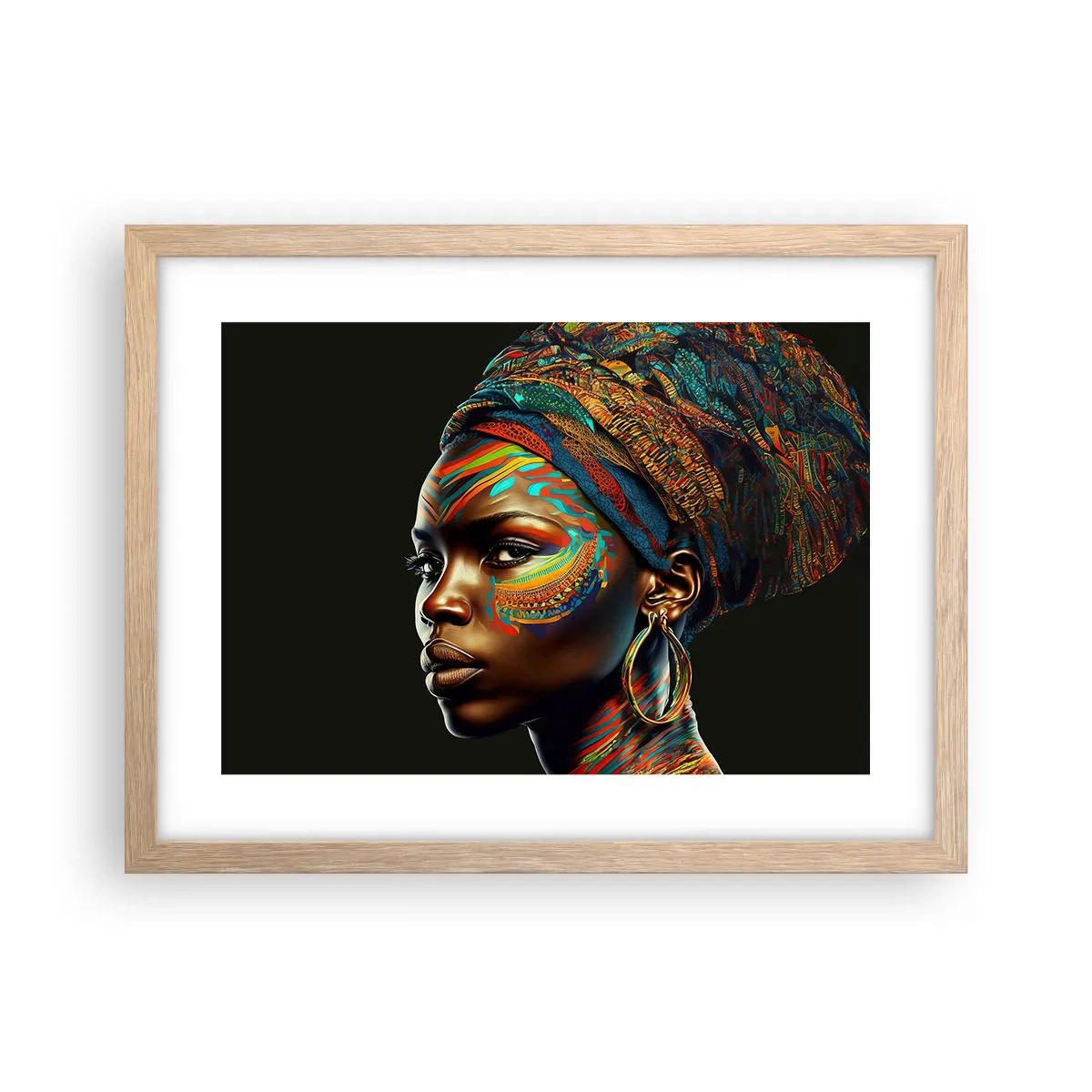 Pôster com moldura de carvalho claro - Rainha africana - 40x30 cm