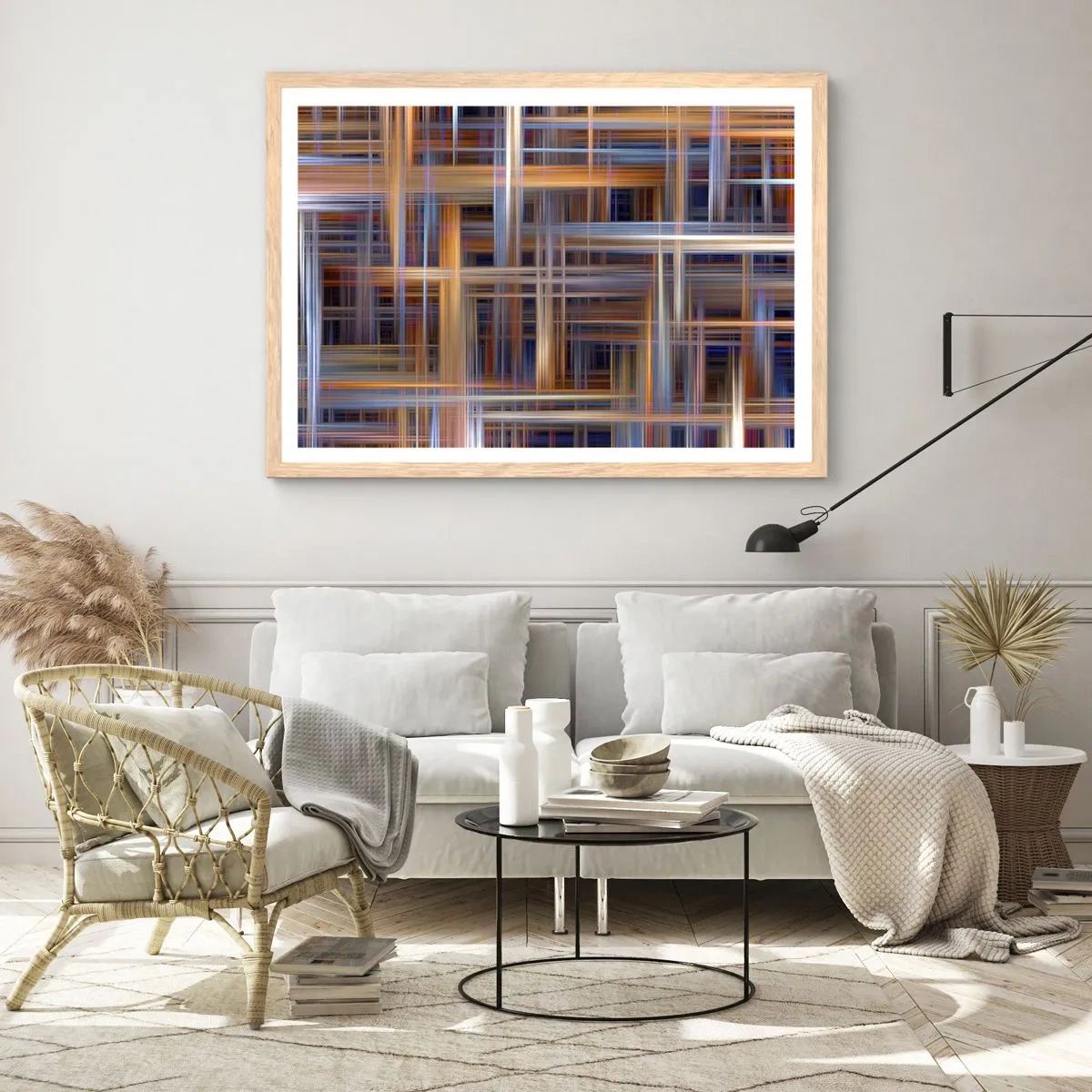 Pôster com moldura de carvalho claro - Tecido de luz - 50x40 cm