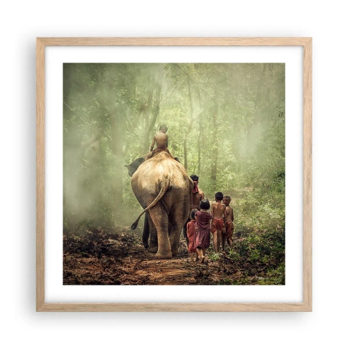 Pôster com moldura de carvalho claro - Novo Livro da Selva - 50x50 cm