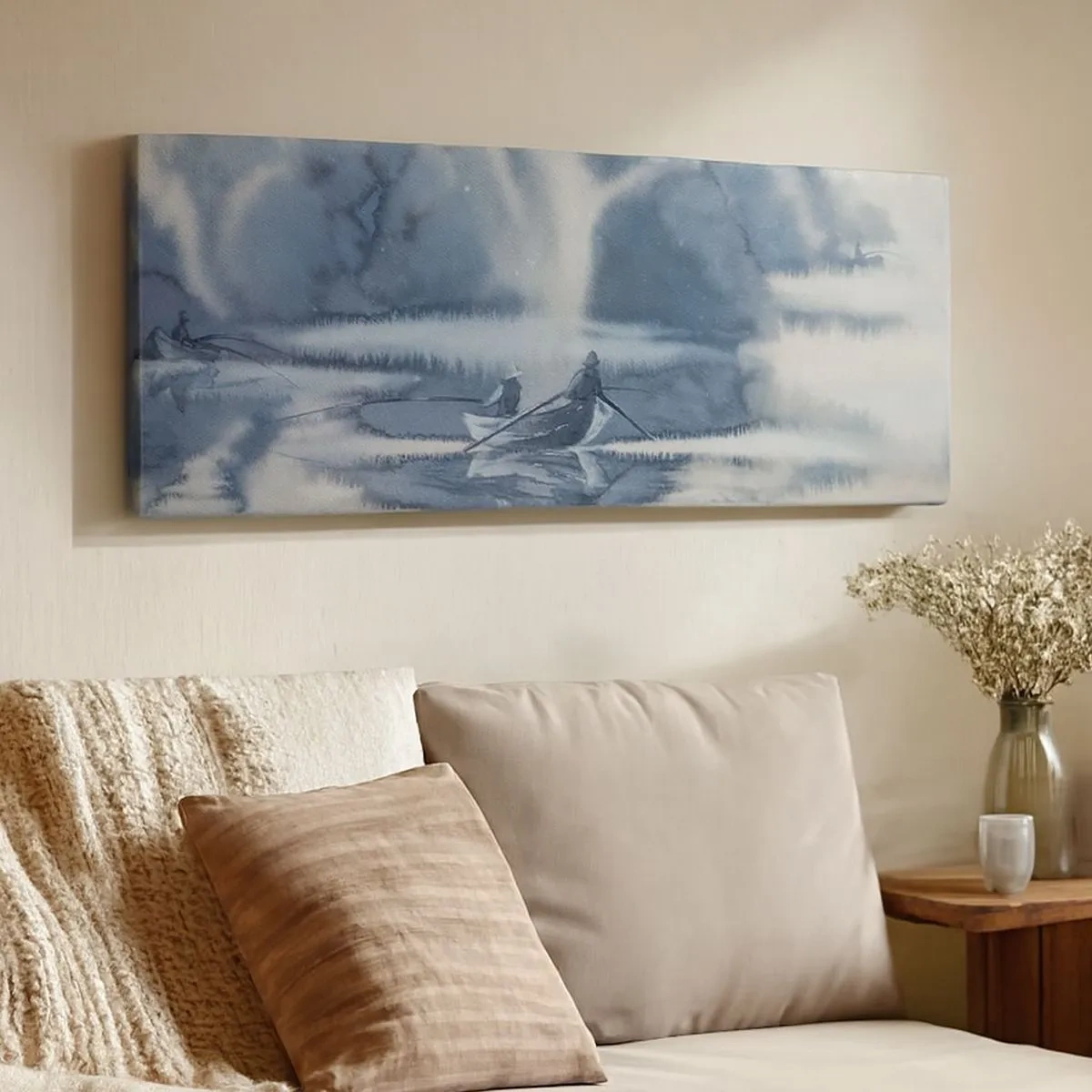 Quadro em tela - Pescadores no seu paraíso - 100x40 cm