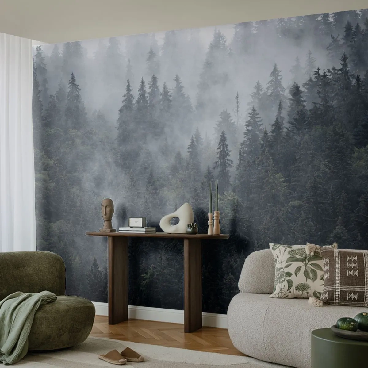 Papel de Parede Premium Sand - O amanhecer da floresta - Paisagem, Floresta, Natureza - 150x105 cm