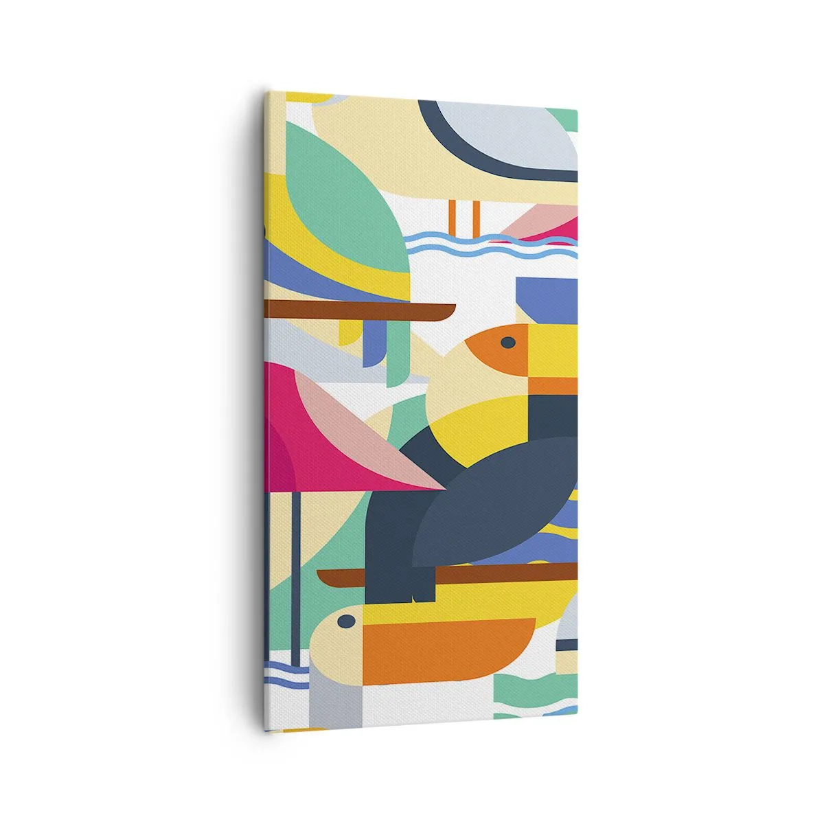 Quadro em tela - A festa dos pássaros - 55x100 cm