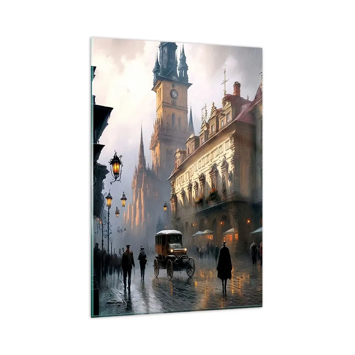 Quadro em vidro - O encanto de uma noite em Praga - 80x120 cm
